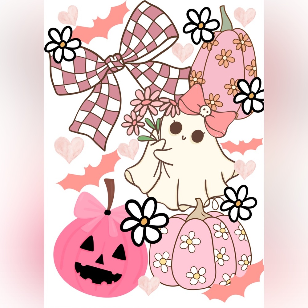 Cute Ghost and Pumpkin Illustration digital image